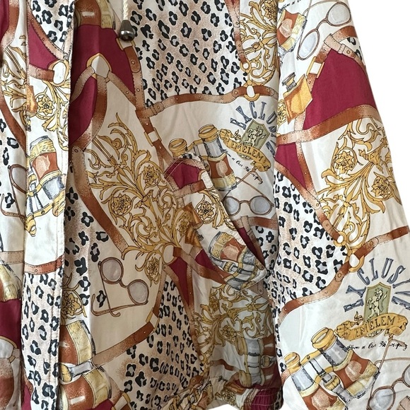 Atlantic Beach Vintage Safari Explorer 100% Silk Bomber Jacket Coat M - Picture 5 of 9